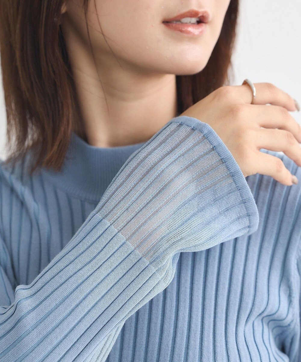 earth music&ecology シアースリーブリブハイネックプルオーバー 