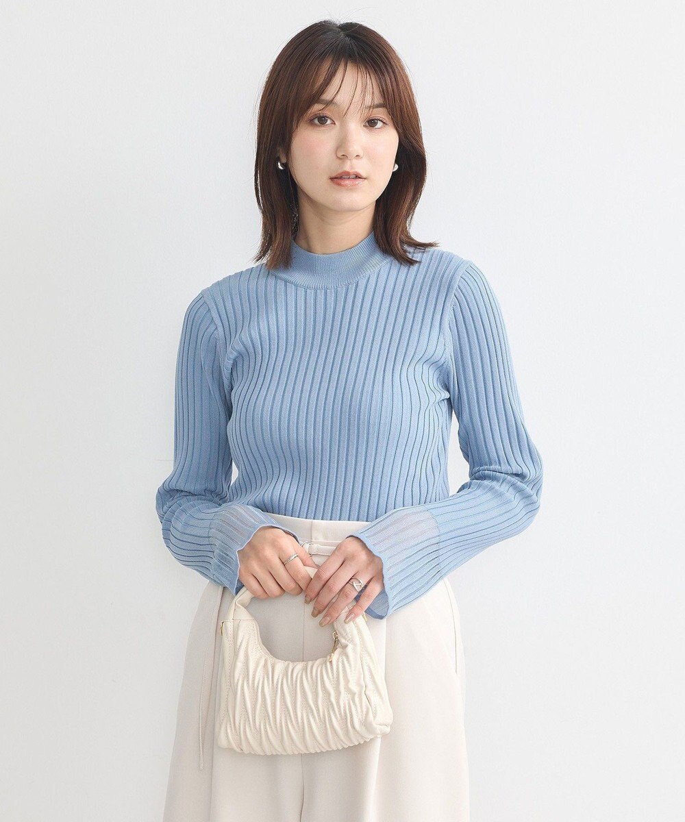 earth music&ecology シアースリーブリブハイネックプルオーバー 