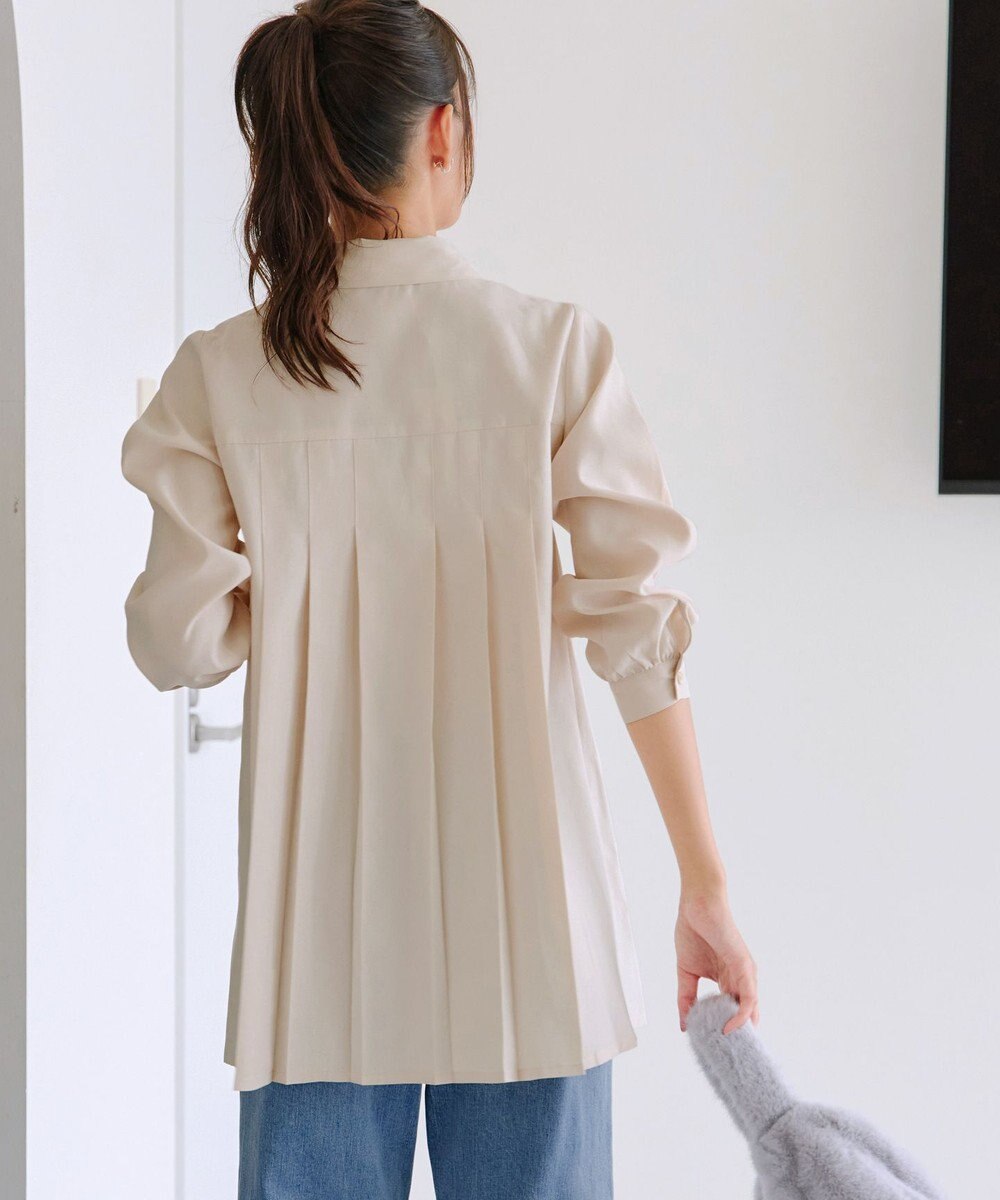 Tiaclasse 【洗える】ピーチスキンプリーツシャツチュニック 