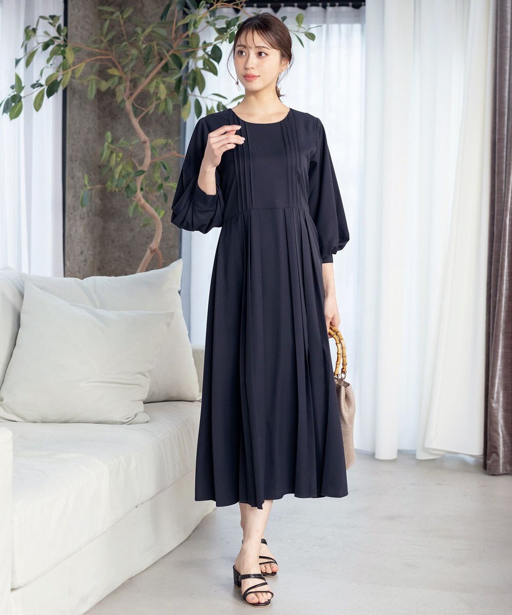 Tiaclasse L 【洗える】シンメトリープリーツワンピース 