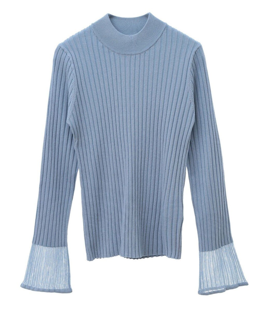 earth music&ecology シアースリーブリブハイネックプルオーバー 