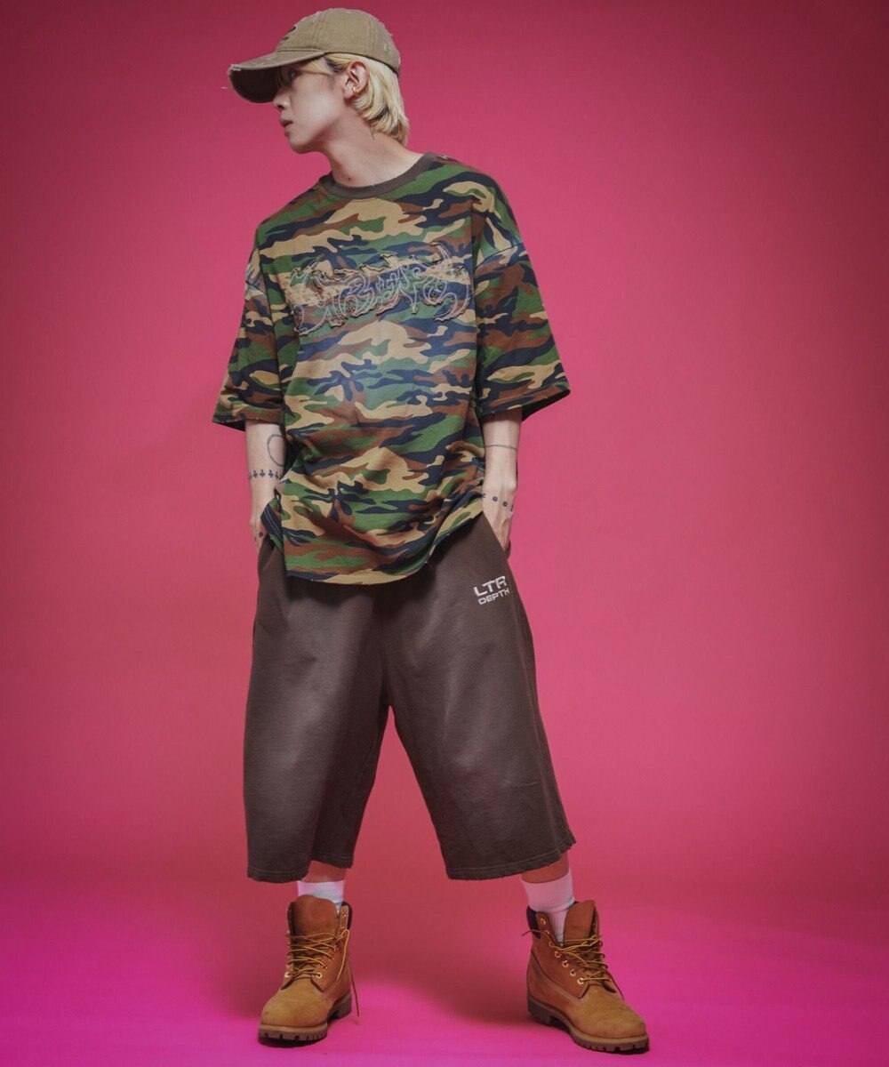 WEGO 【ユニセックス着用ITEM/ウエストゴム】ダメージアップリケショートパンツ 