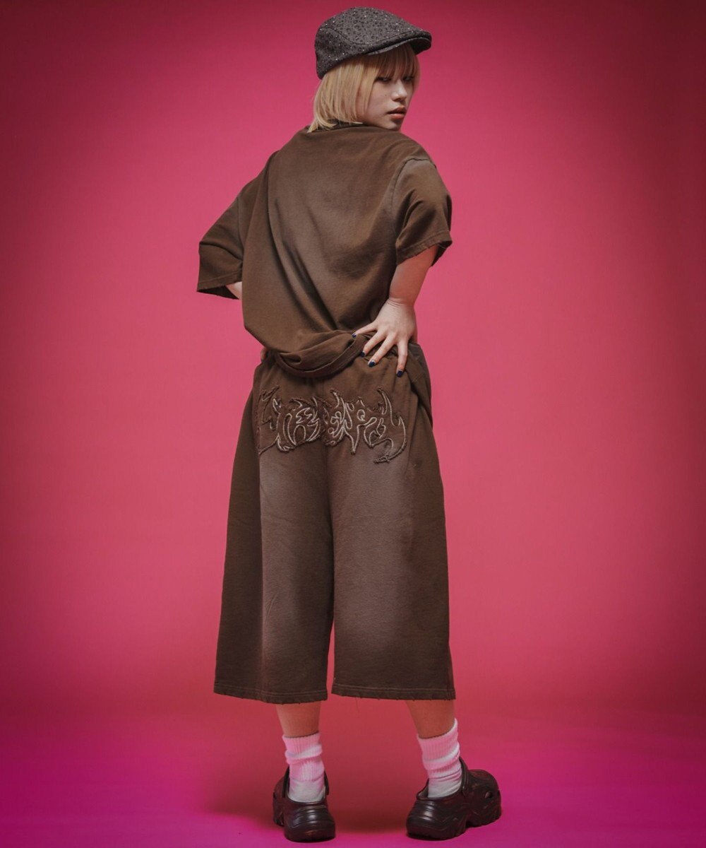 WEGO 【ユニセックス着用ITEM/ウエストゴム】ダメージアップリケショートパンツ 