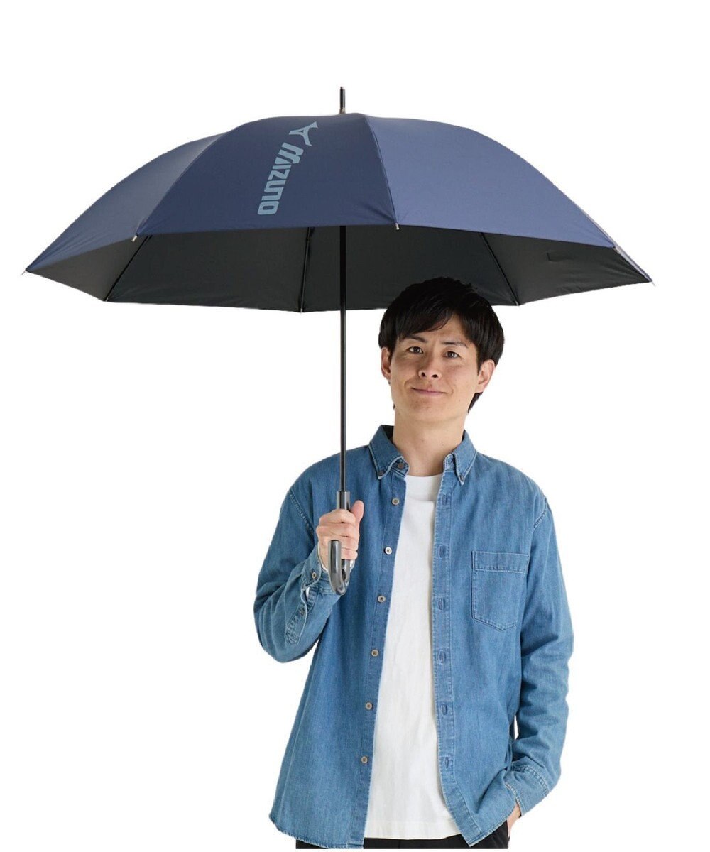 MOONBAT 【大きめ】MIZUNO メンズ 晴雨兼用日傘 長傘 BIGロゴ 遮光 遮熱 UV ユニセックス 