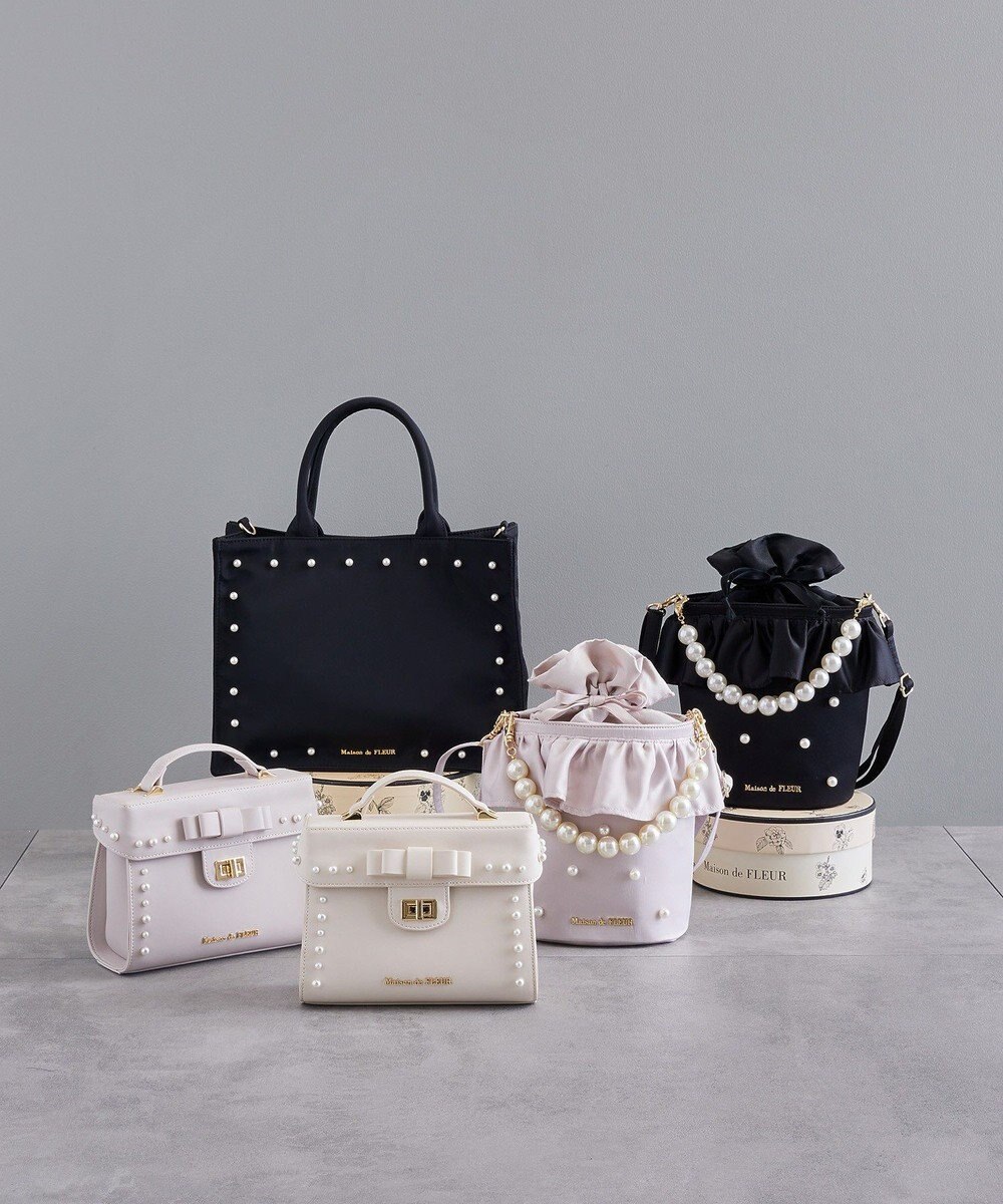 Maison de FLEUR フロントリボントップハンドルバッグ 