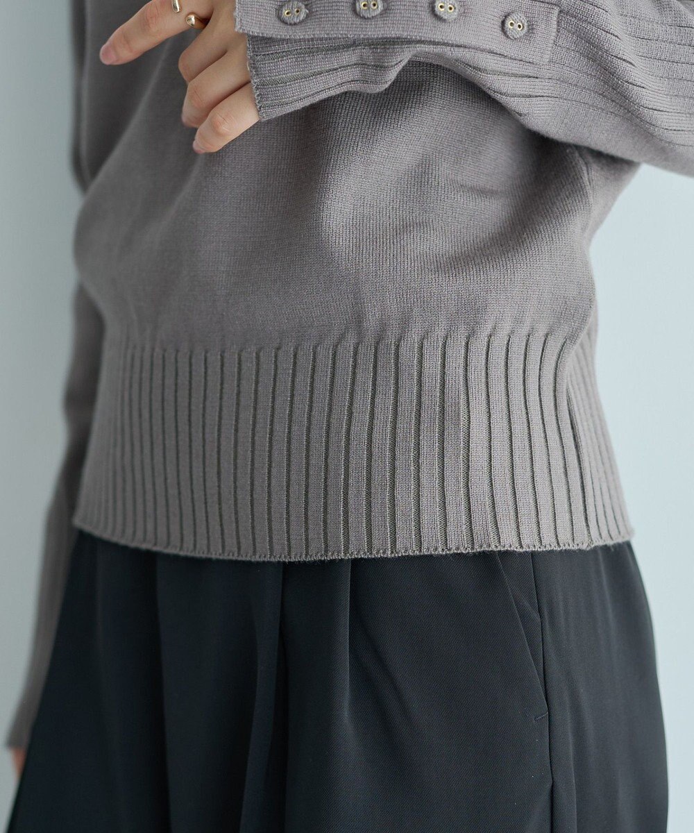 YECCA VECCA 袖口釦リブMIXニット 