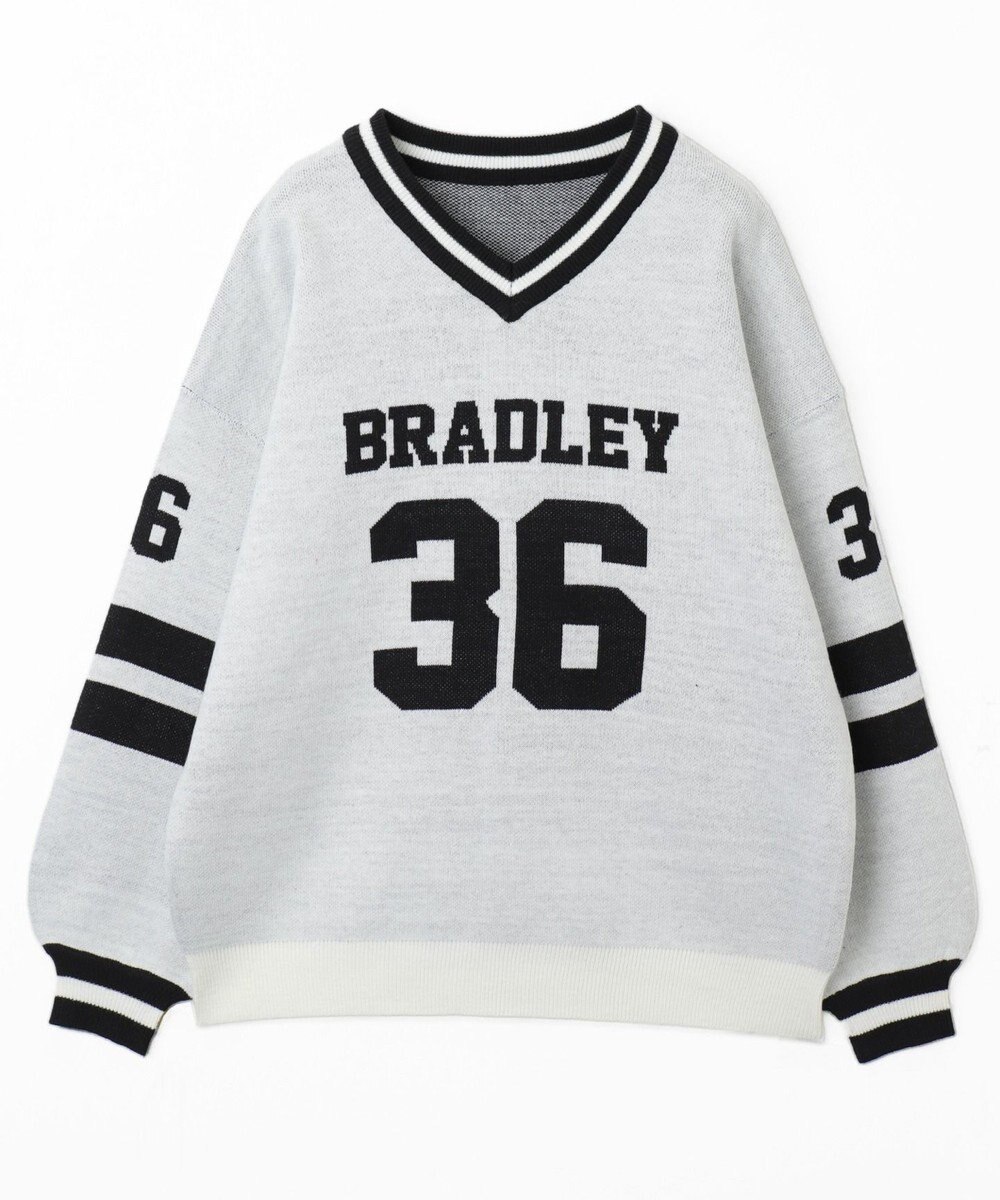 WEGO ナンバリングジャガードVネックニット 