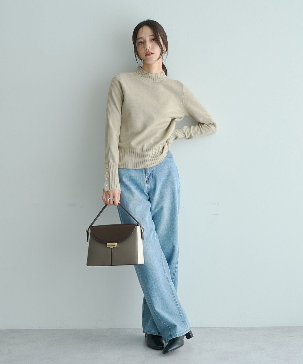 YECCA VECCA 袖口釦リブMIXニット 