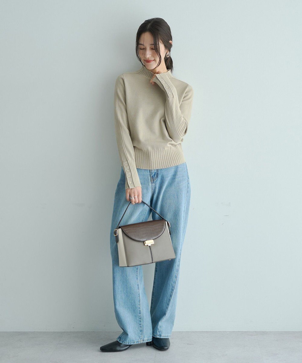 YECCA VECCA 袖口釦リブMIXニット 