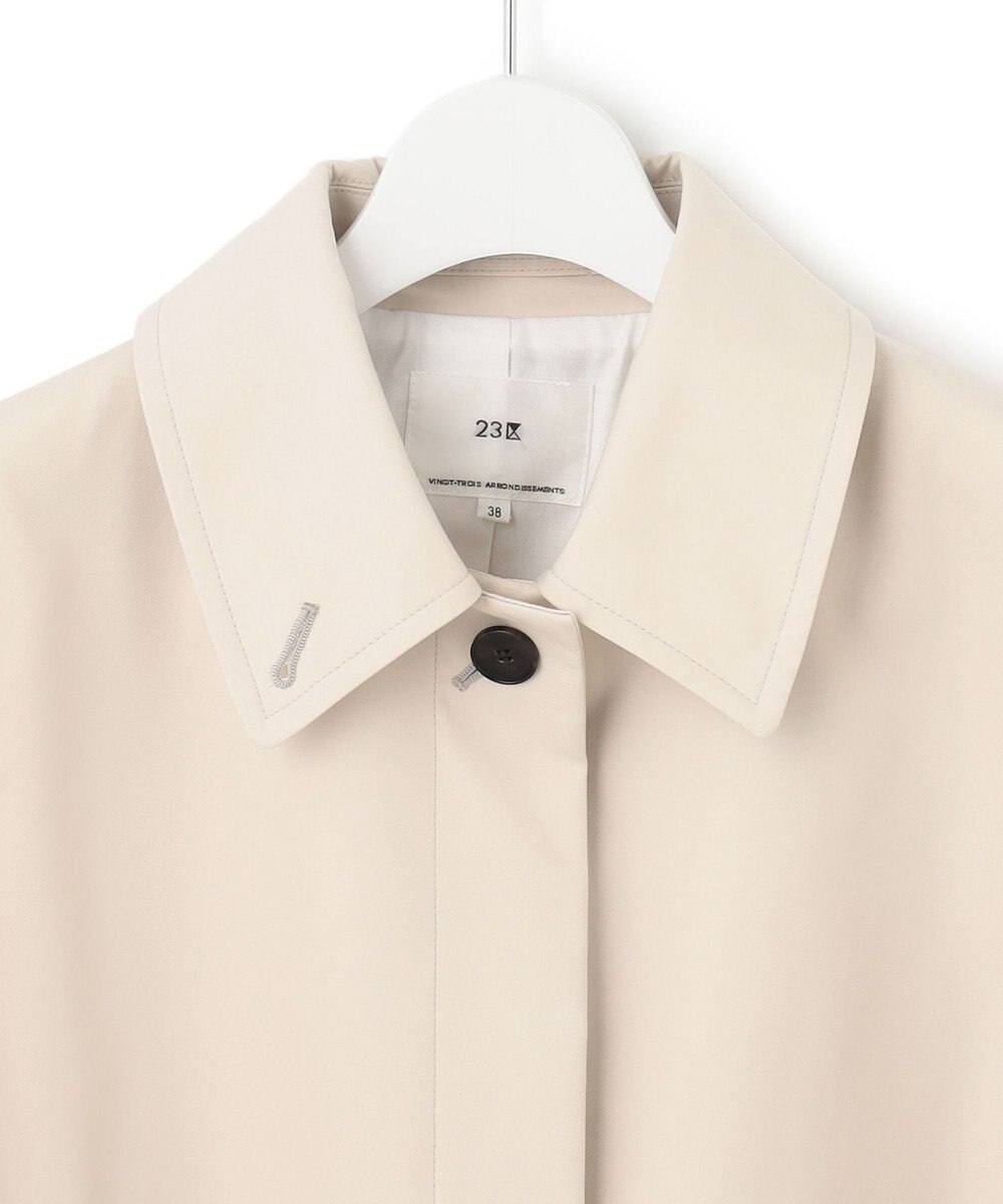 23区 コットンポリエステルギャバジン ステンカラーコート 
