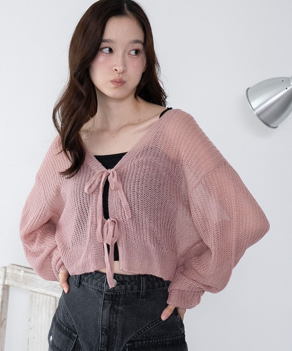 WEGO 【25年秋冬新作】モヘアタッチ2WAYリボンカーデ 