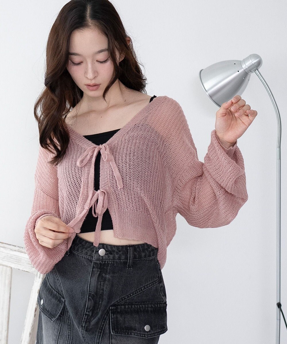 WEGO 【25年秋冬新作】モヘアタッチ2WAYリボンカーデ 