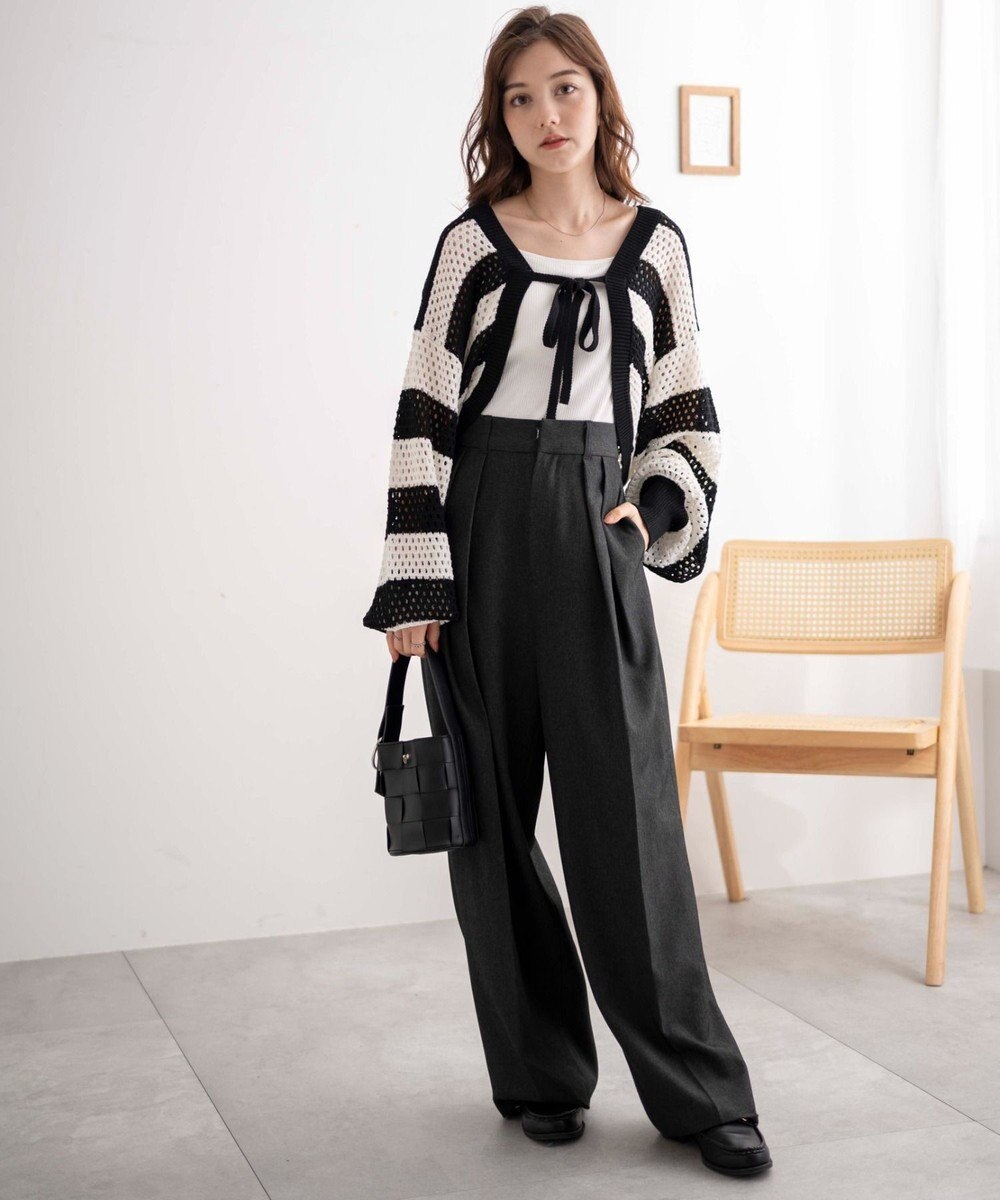 WEGO 【紫外線対策/手洗い可】メッシュリボンボレロ 