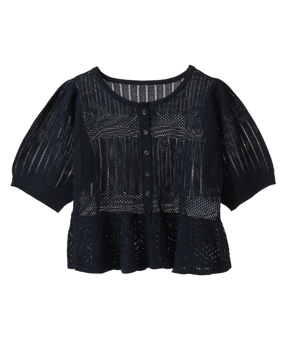 earth music&ecology ＳＥＴ２点レース編みペプラムカーデ＋スカート 