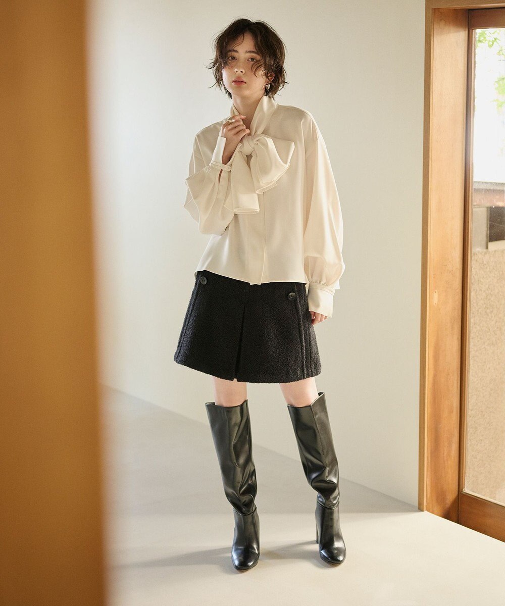 #Newans 【セットアップ可能】裏地キュロットツイードスカート 