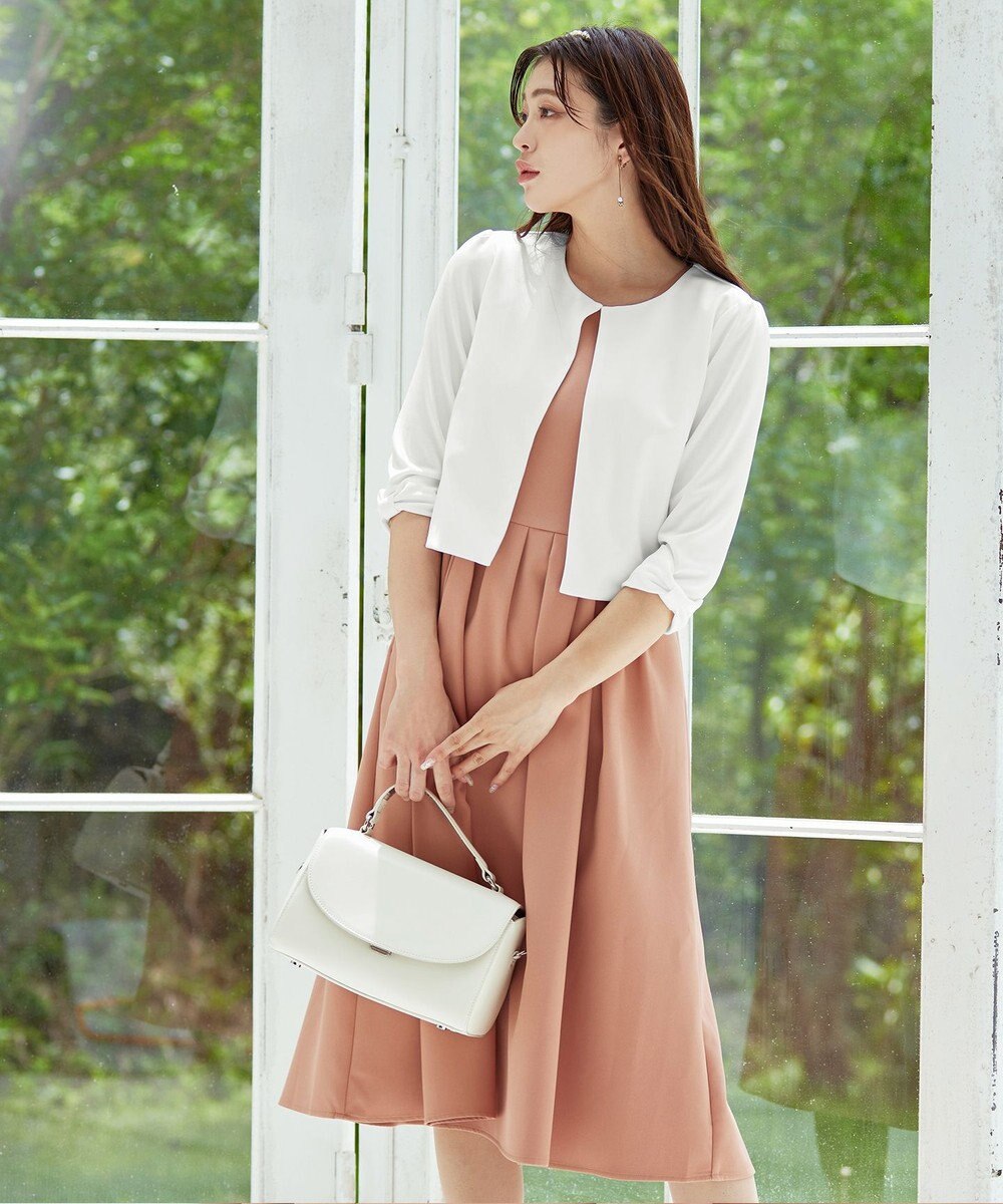 Tiaclasse L 【洗える】袖口リボンカットソーボレロカーディガン 