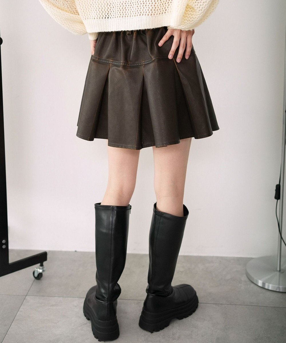 WEGO 【XS～Mサイズ】ヴィンテージライクPUプリーツスカパン 