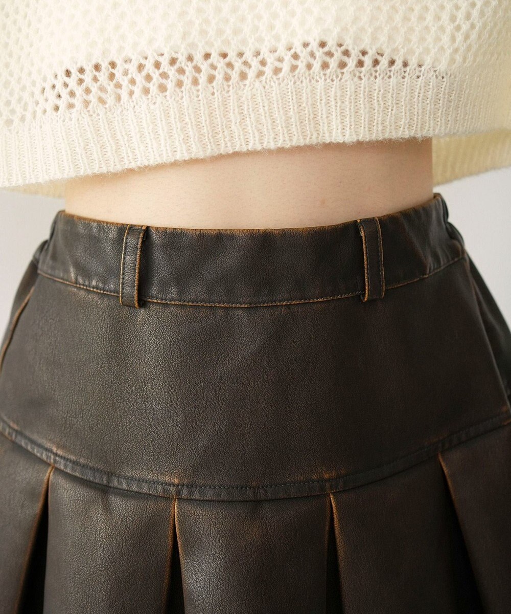 WEGO 【XS～Mサイズ】ヴィンテージライクPUプリーツスカパン 