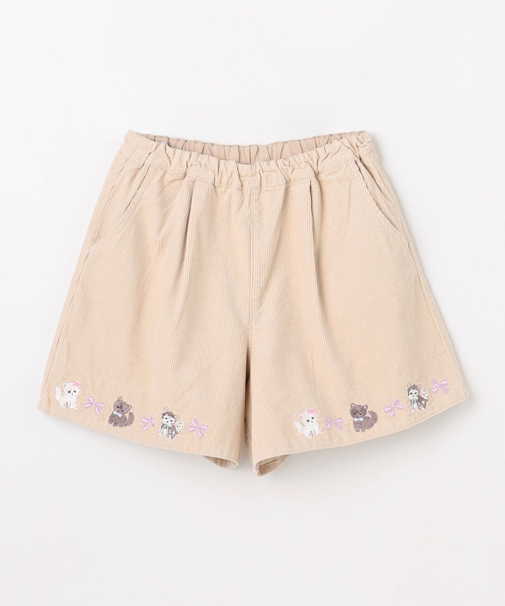 ANY KIDS ネコ刺繍 コーデュロイ ショートパンツ 