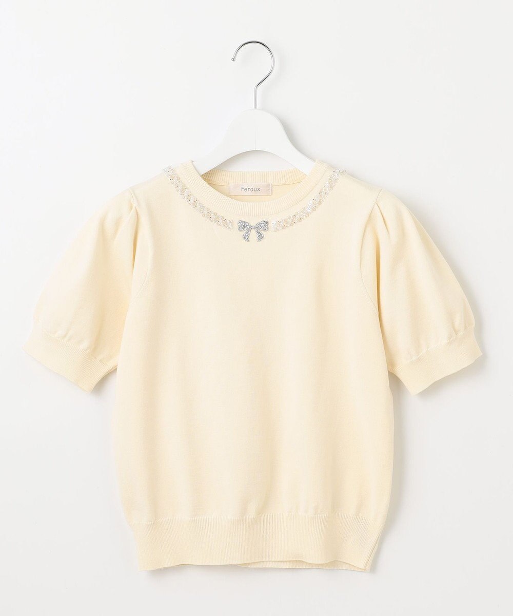 Feroux ビジューネックレスニット 