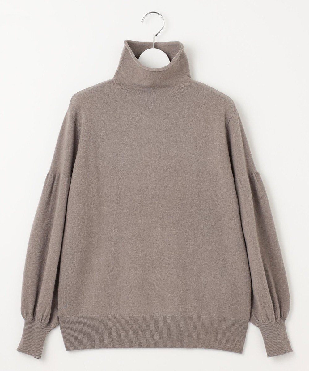 自由区 【洗える】ソフトウールハイゲージパフスリーブハイネック ニット 