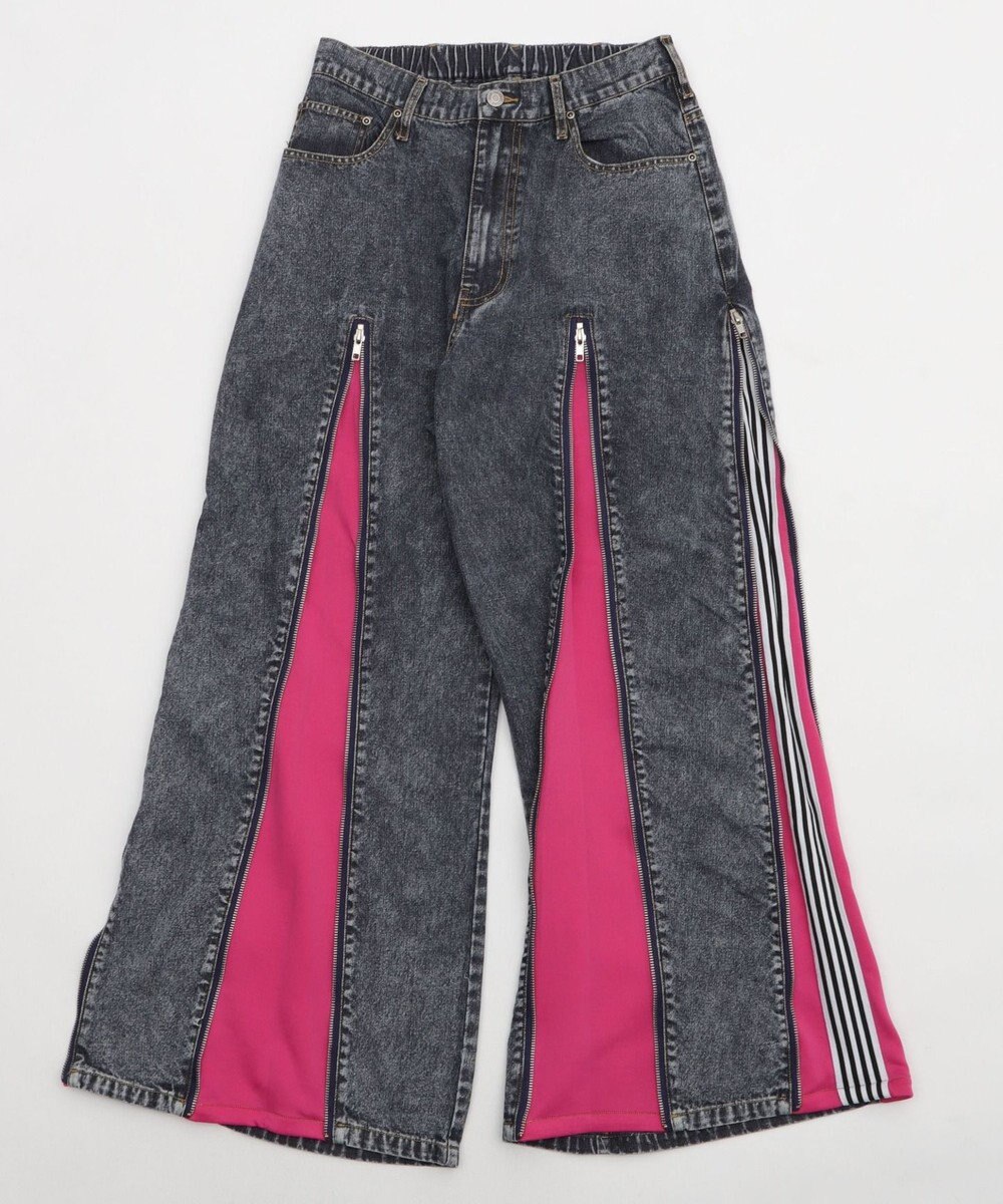 WEGO 【ユニセックス着用ITEM】ジャージドッキングZIPデニムパンツ 