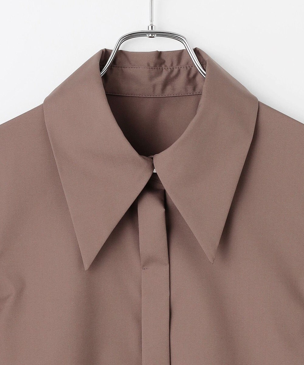 #Newans 【アイロンいらず】尖り襟ギャザースリーブブラウス 