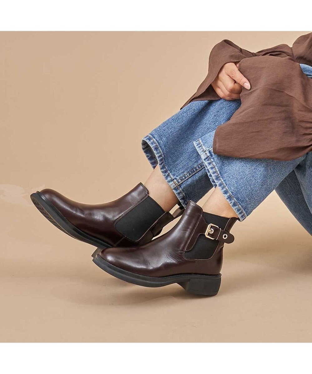 MODE ET JACOMO <carino>本革サイドゴアベルテッドショートブーツ 