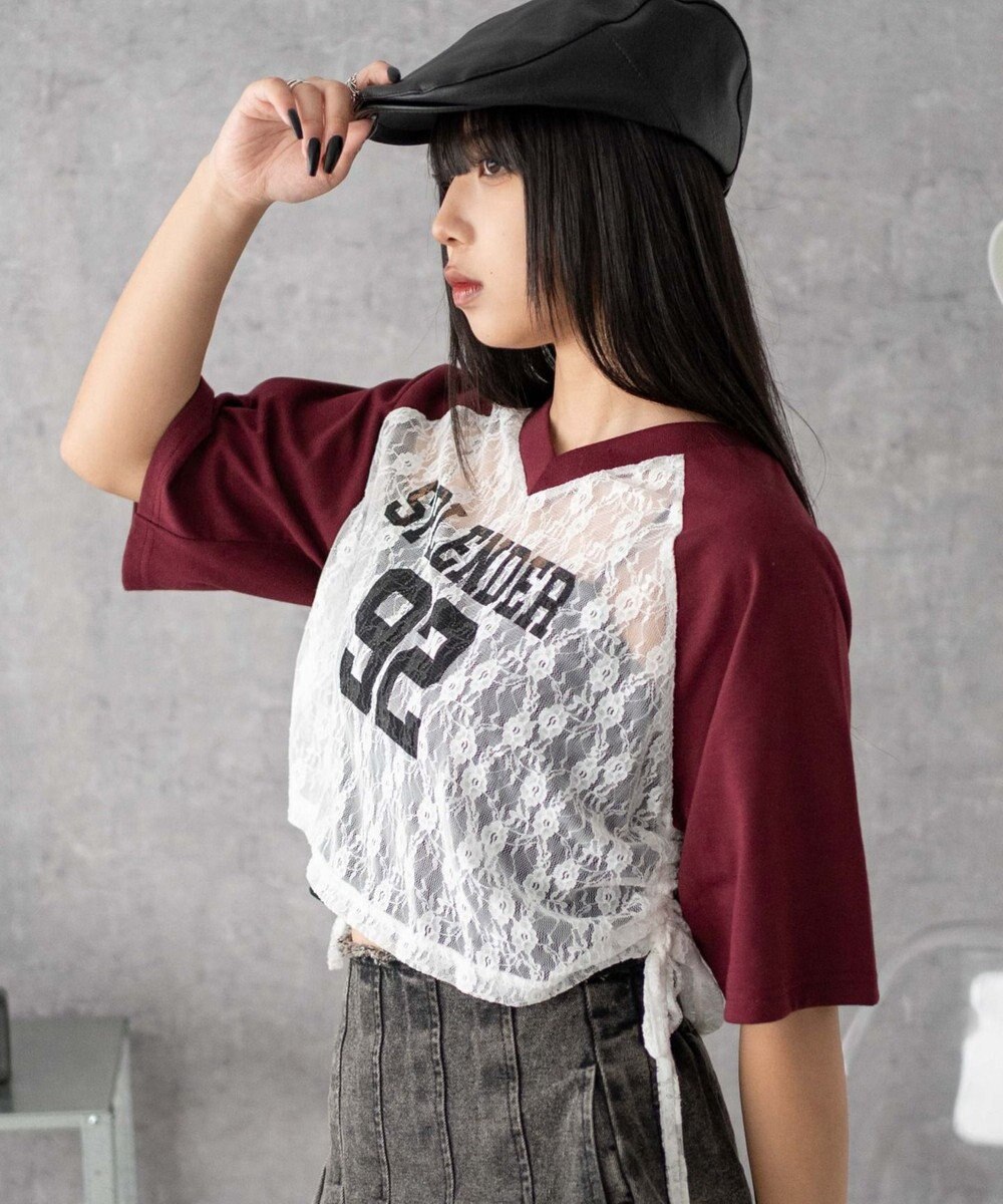 WEGO ラグランレースサイドドロストショートT 