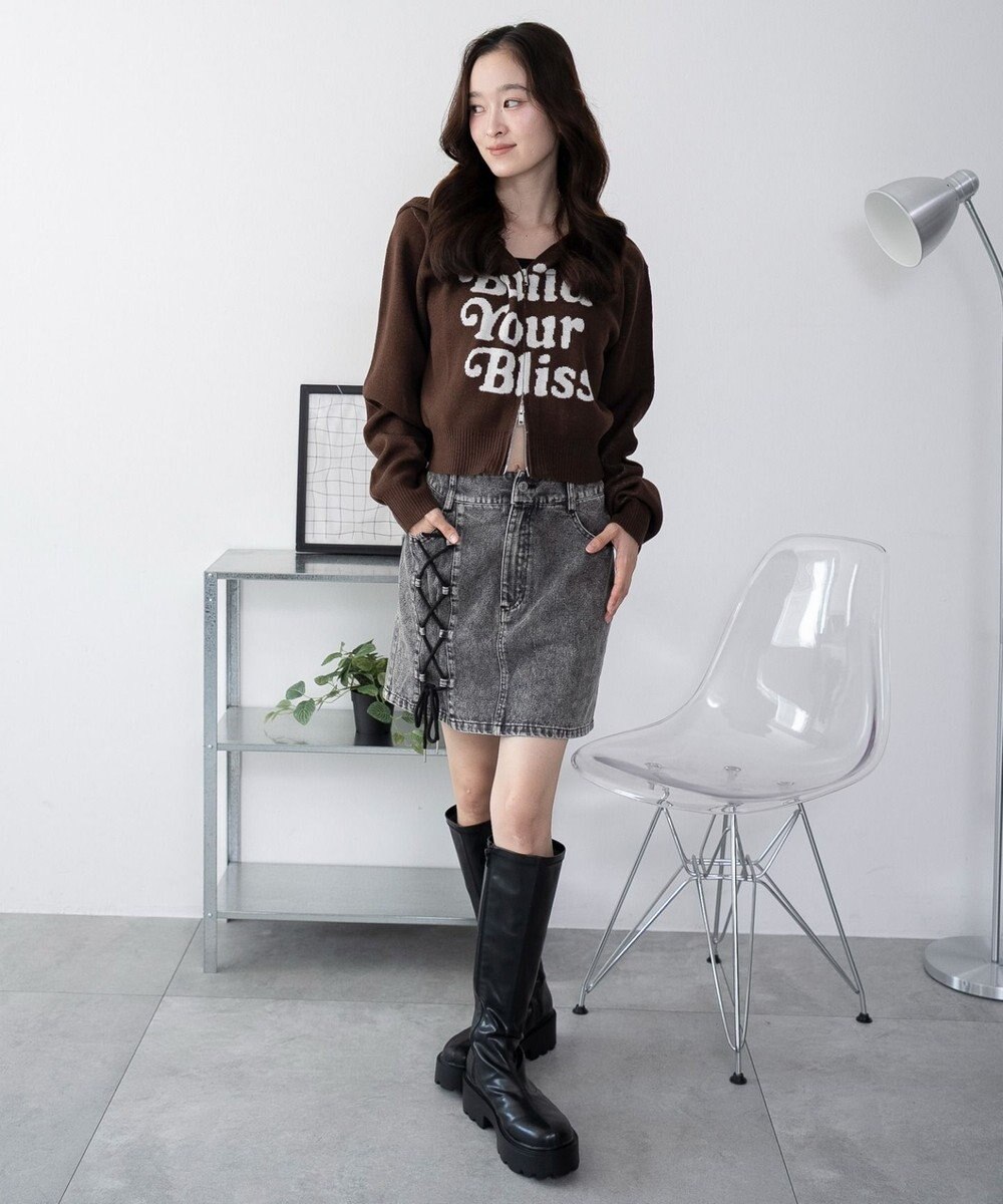 WEGO レースアップハートポケットデニムスカパン 