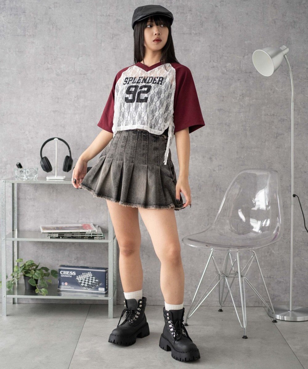 WEGO ラグランレースサイドドロストショートT 