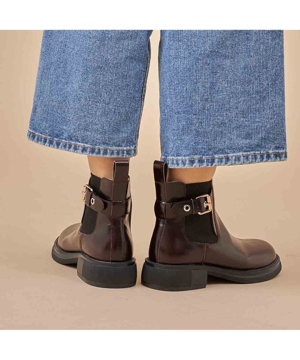 MODE ET JACOMO <carino>本革サイドゴアベルテッドショートブーツ 