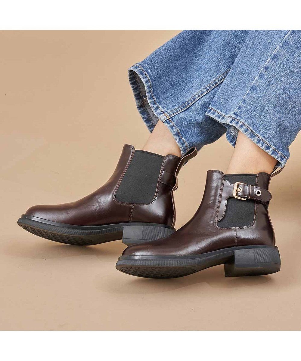 MODE ET JACOMO <carino>本革サイドゴアベルテッドショートブーツ 