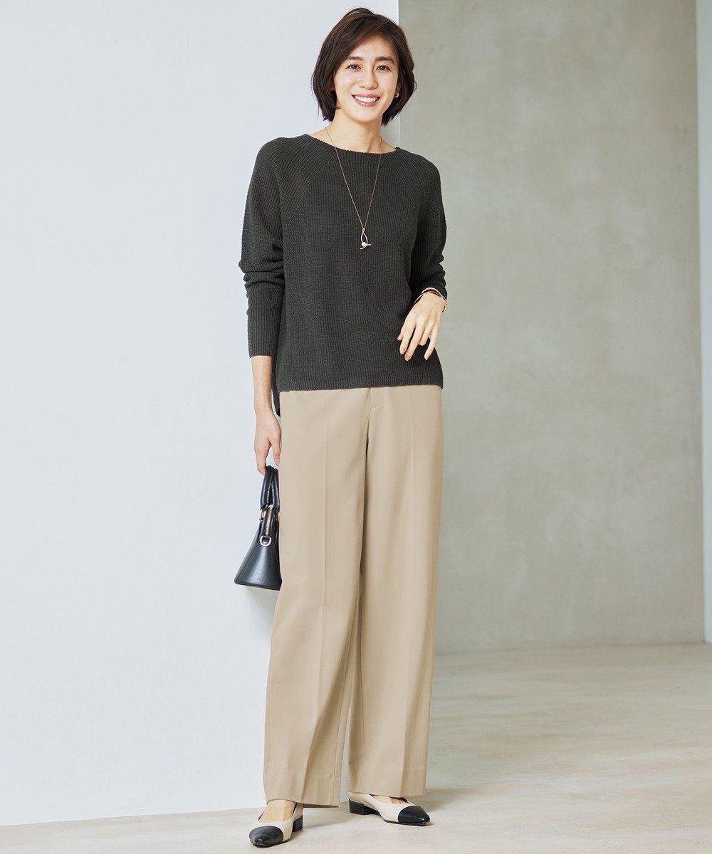 自由区 L 【カタログ掲載・WEB限定カラーあり・洗える】リネンミドルゲージボートネック ニット 