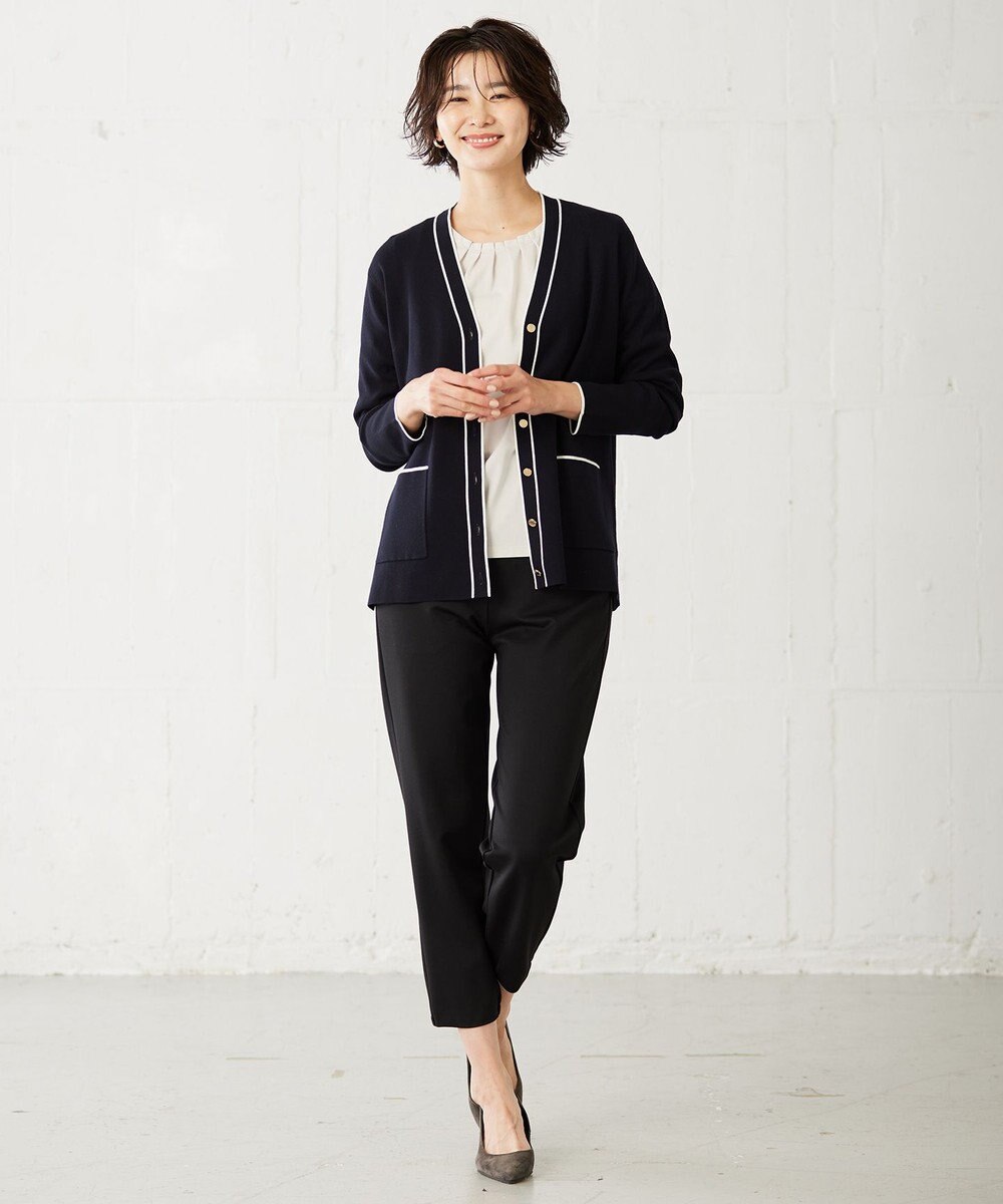 J.PRESS LADIES 【洗える】 レーヨンストレッチフルニードル カーディガン 