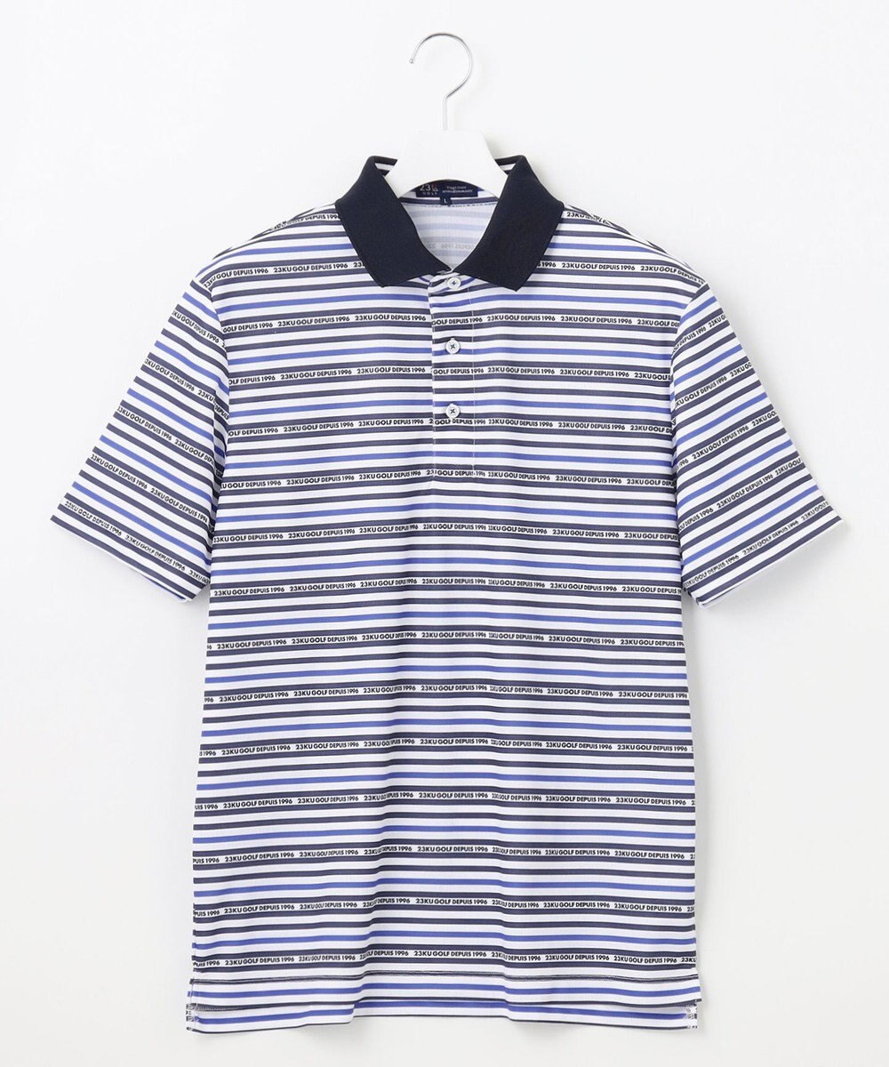 23区GOLF 【MEN】【吸水速乾・UVケア】ボーダーロゴ 半袖シャツ 