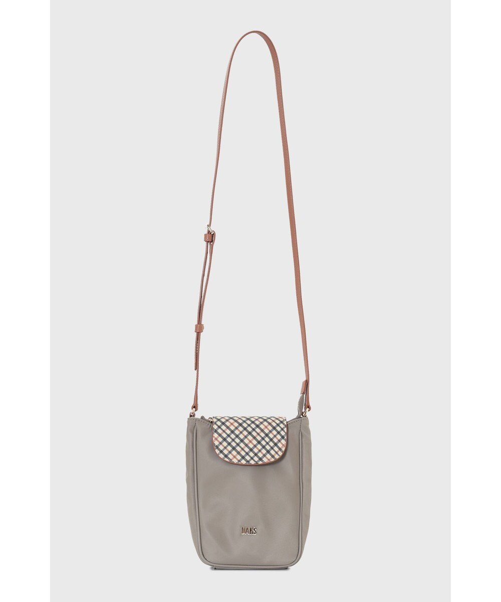DAKS ナイロン×牛革 ハウスチェック 縦型ショルダーバッグ 