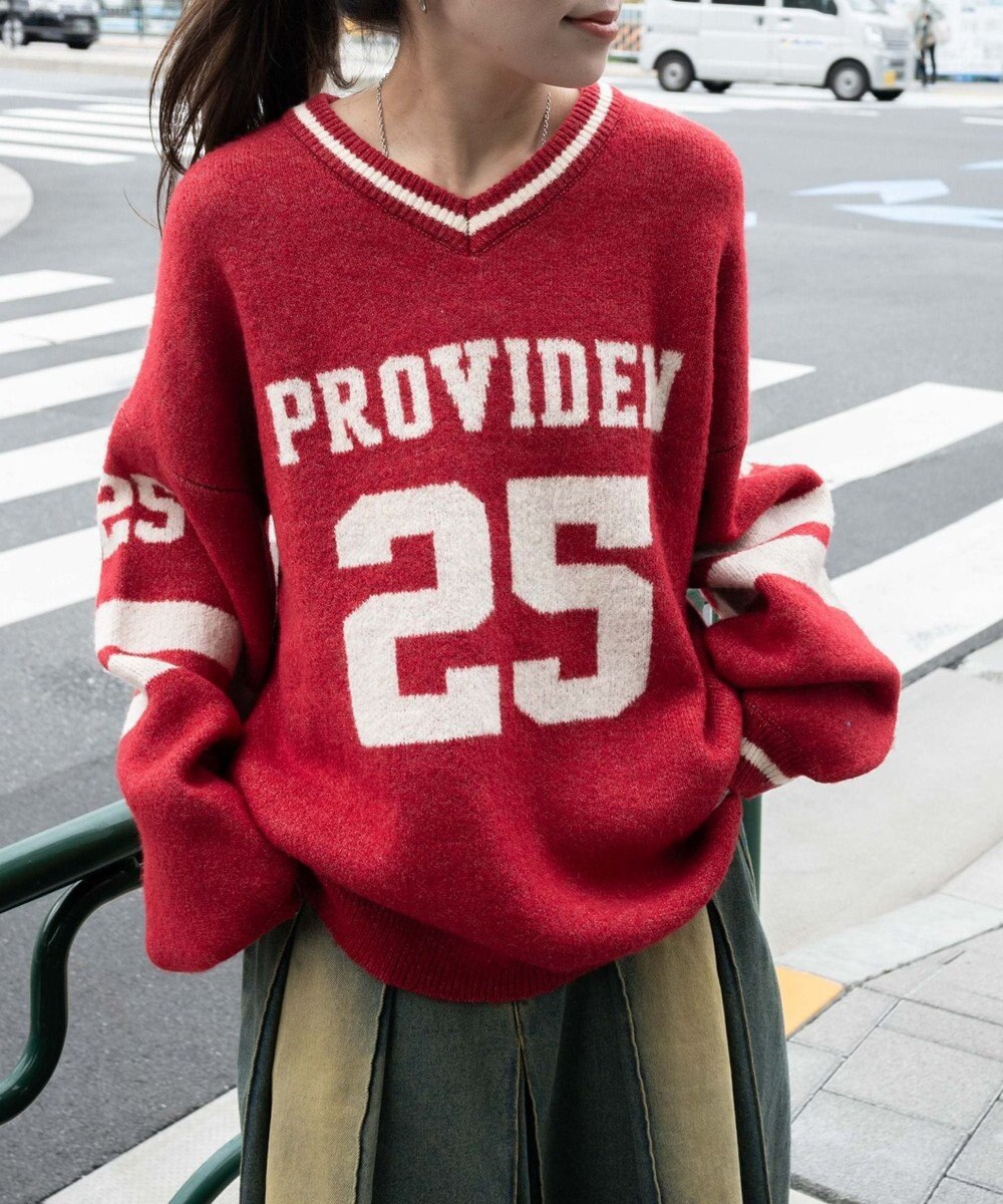 WEGO ナンバリングラインフラッフィーニット 