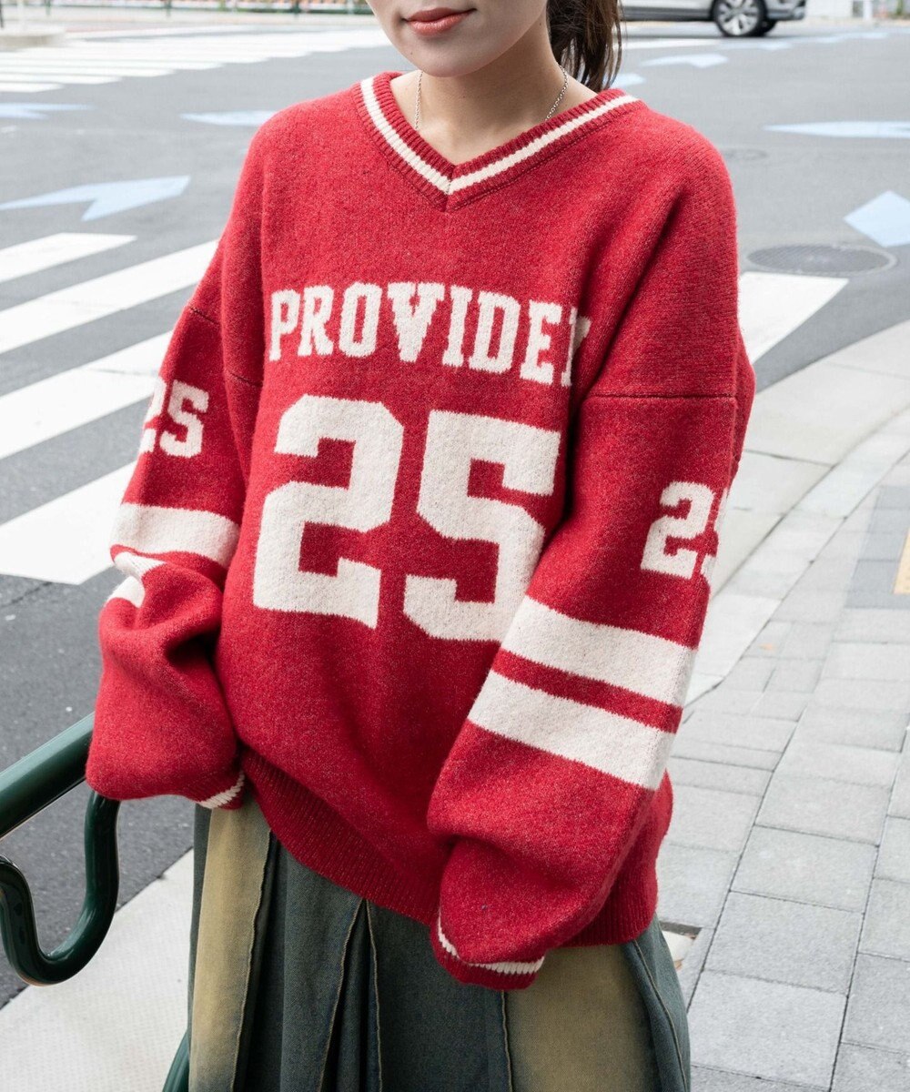 WEGO ナンバリングラインフラッフィーニット 