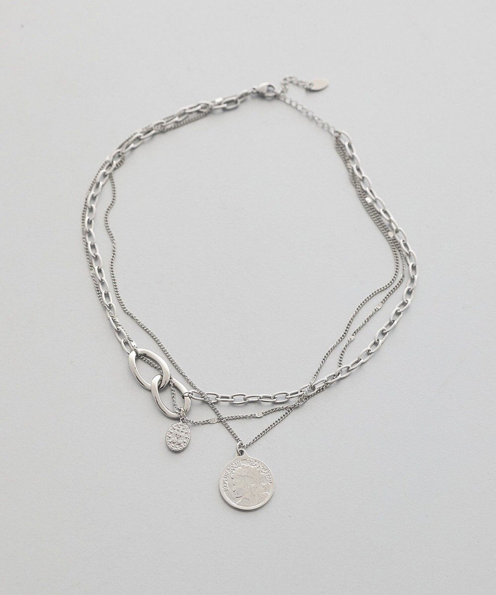 earth music&ecology 【ステンレス】コインモチーフ３連ネックレス 