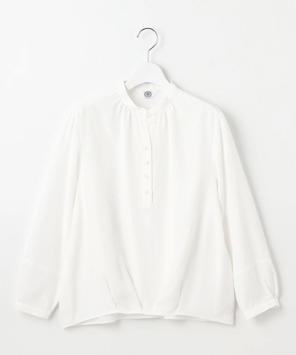 J.PRESS LADIES S 【洗える】アセVisシャドーギンガム タック ブラウス 