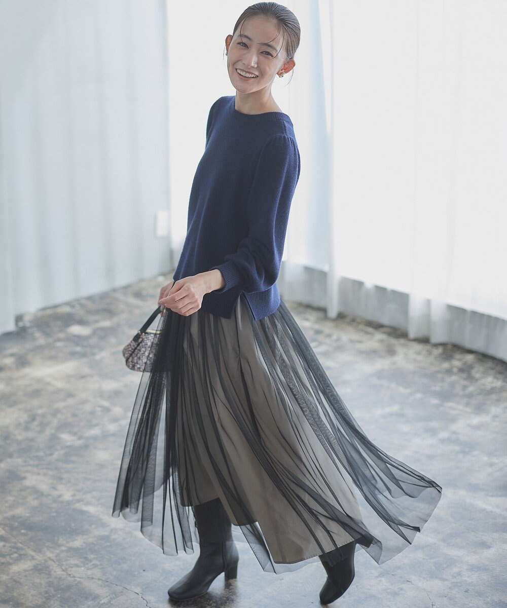 組曲 【8色展開・前後着用可】ウールカシミヤミックス パフスリーブ ニット 