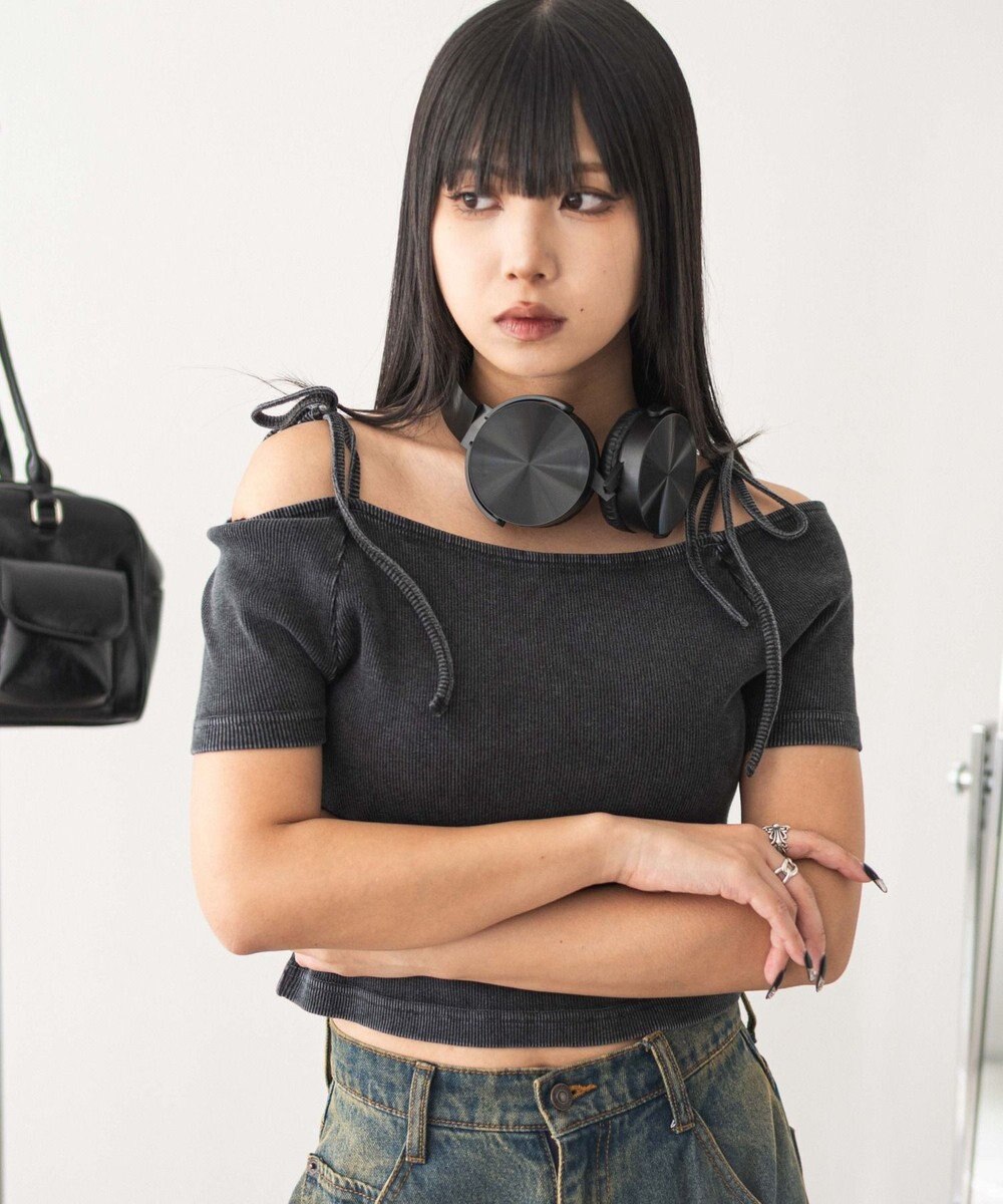 WEGO ヴィンテージウォッシュオフショルちびT 