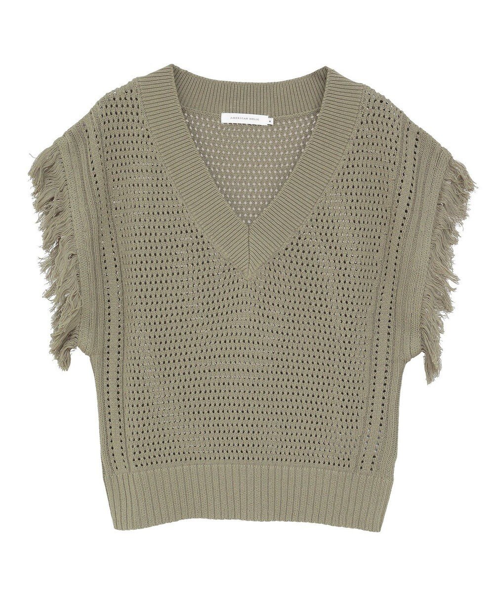 AMERICAN HOLIC 袖フリンジショート丈プルオーバー 