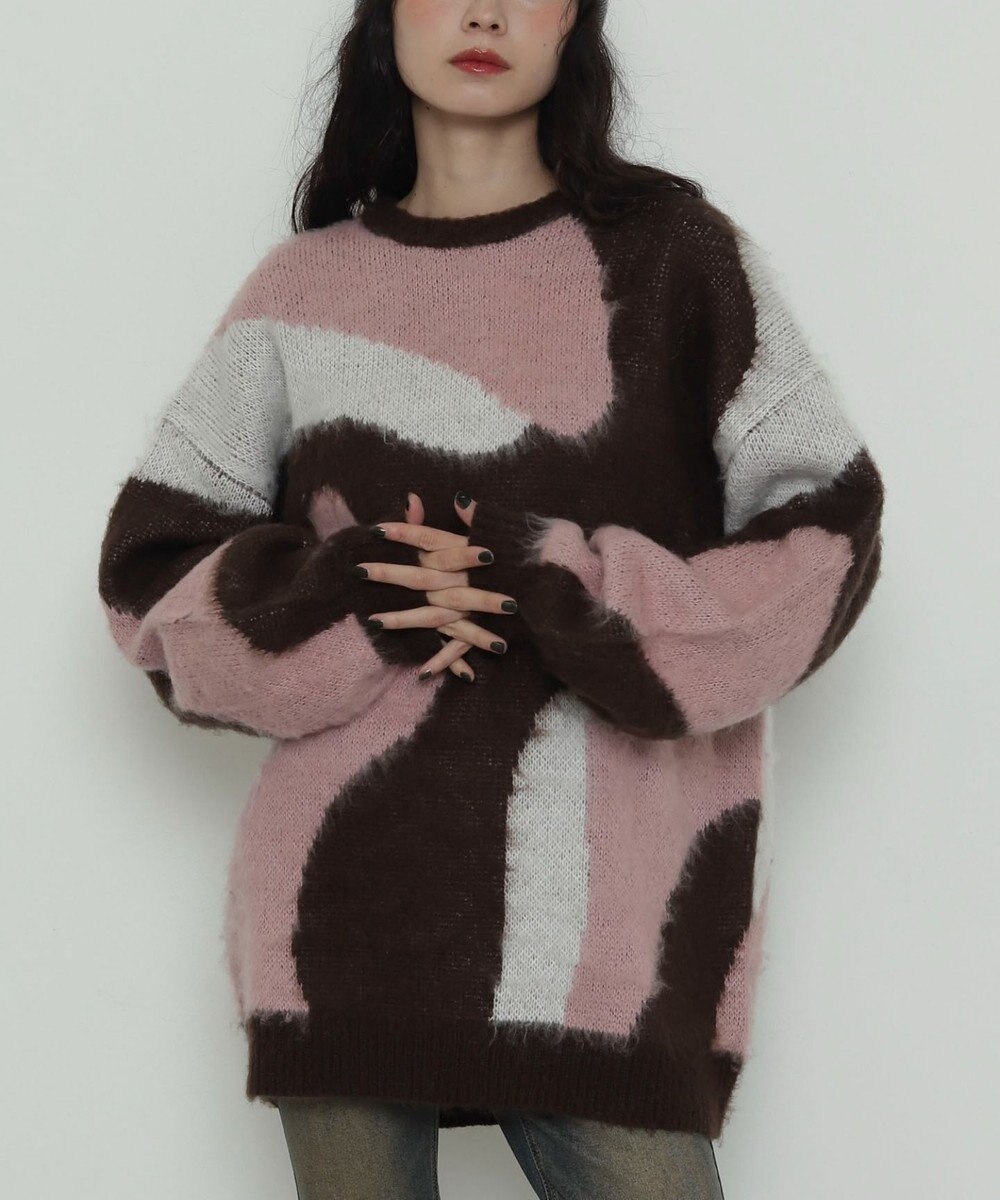 WEGO 【2025年秋冬新作】シャギーパターンニットBIGプルオーバー 