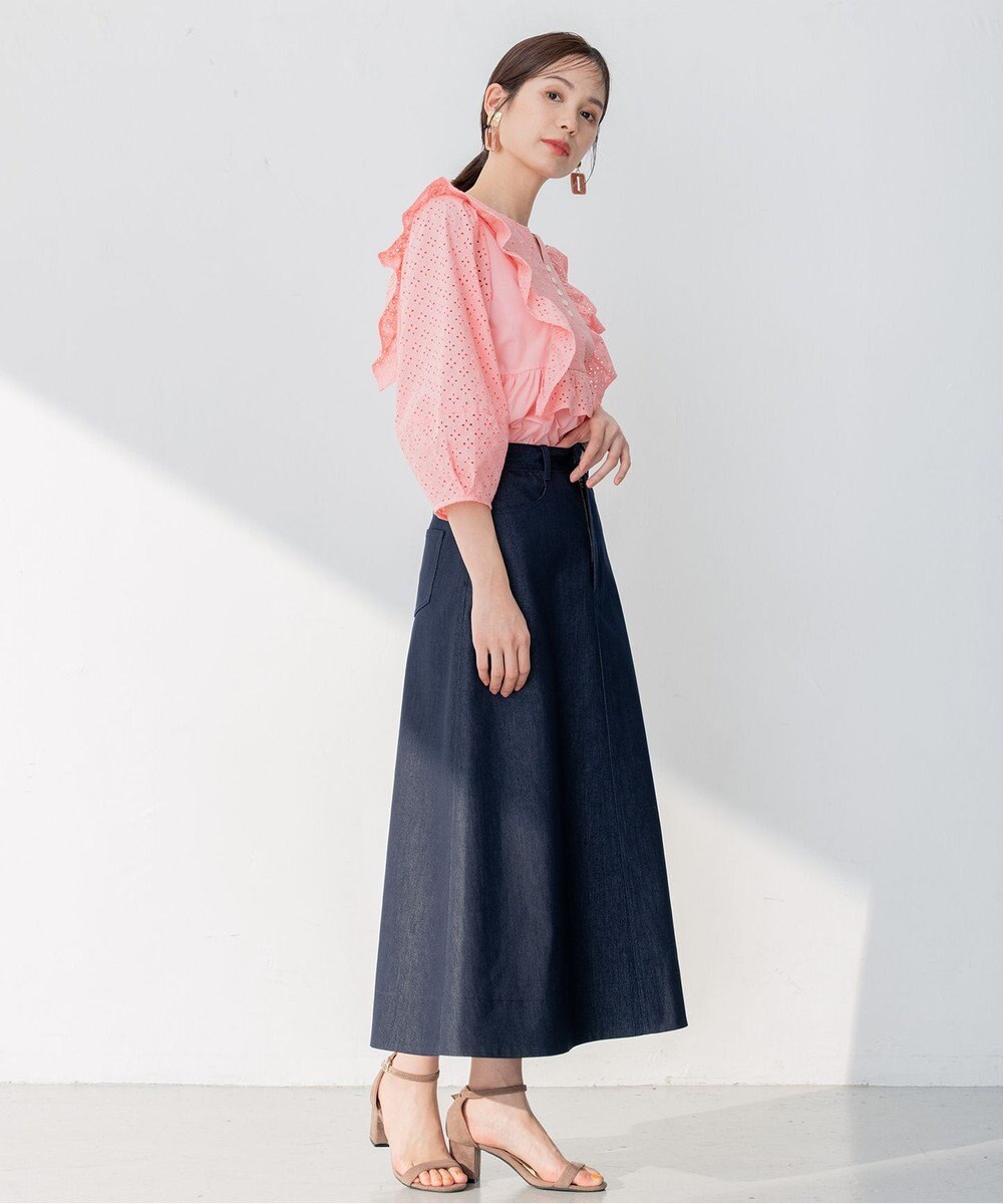 組曲 【洗える】デニムライクギャバ スカート 