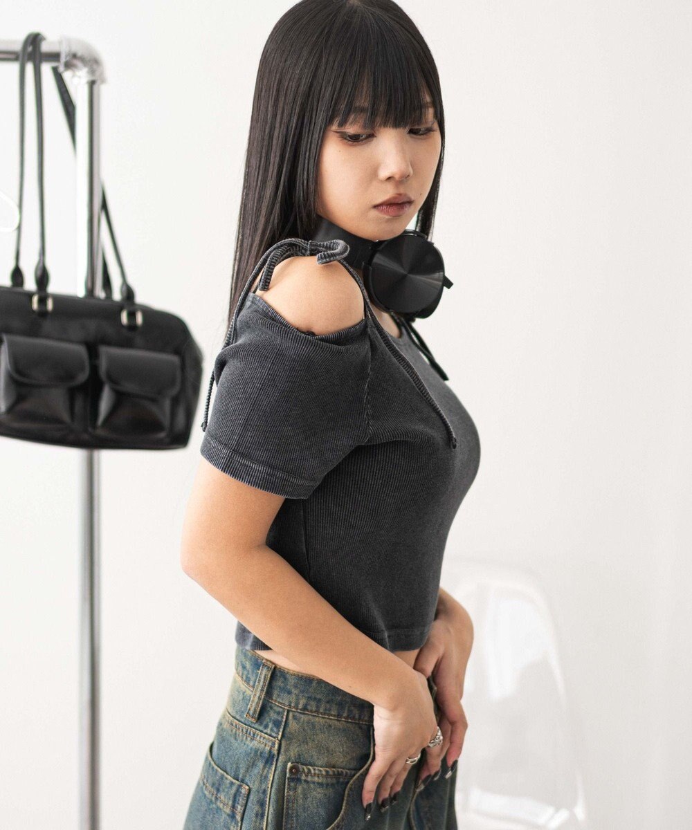 WEGO ヴィンテージウォッシュオフショルちびT 