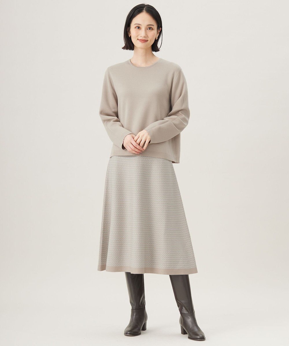 自由区 【WEB限定カラーあり・洗える】リバーシブルニット セットアップ(プルオーバー×フレアスカート) 