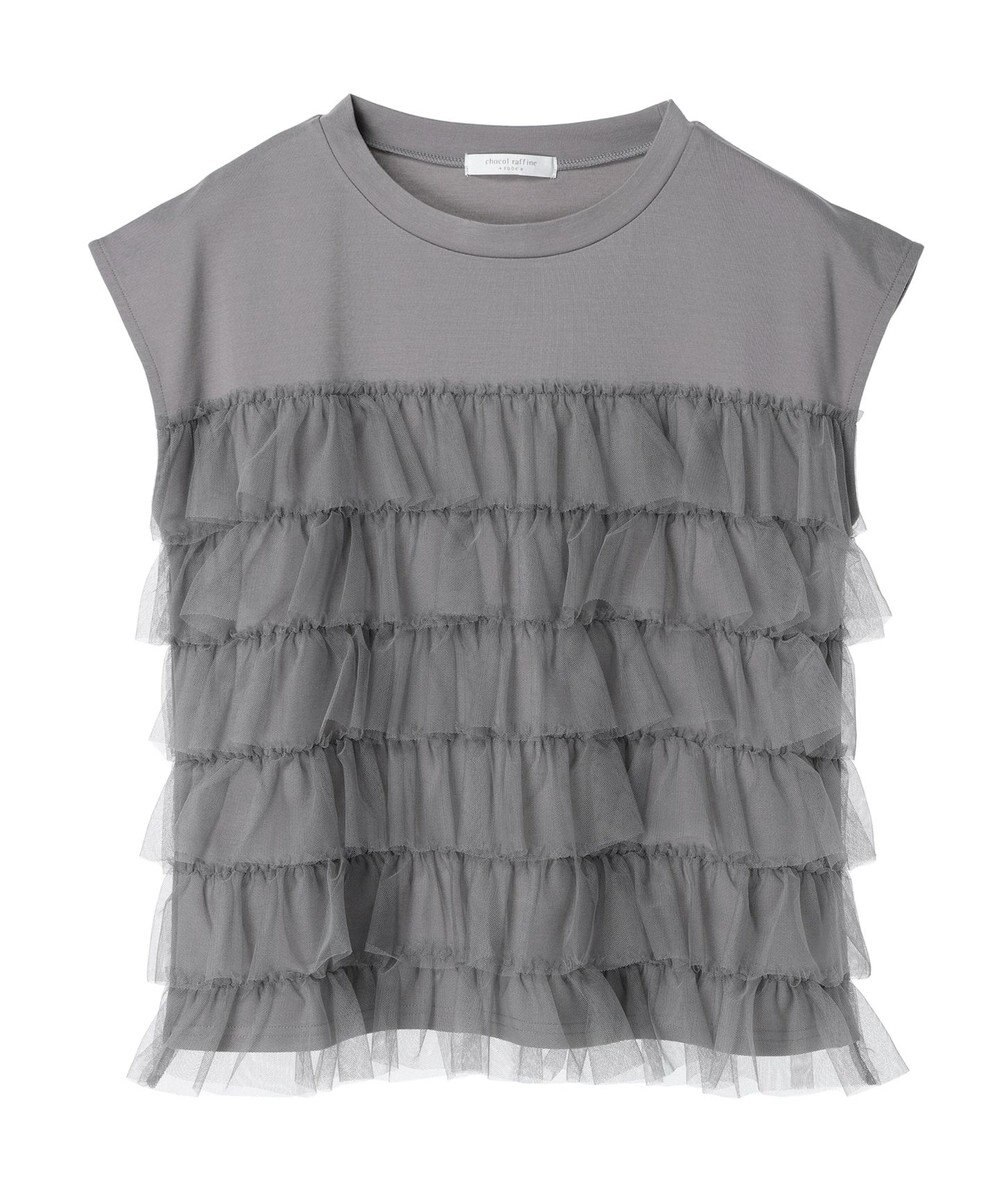 Green Parks フレンチスリーブチュールティアードプルオーバー 