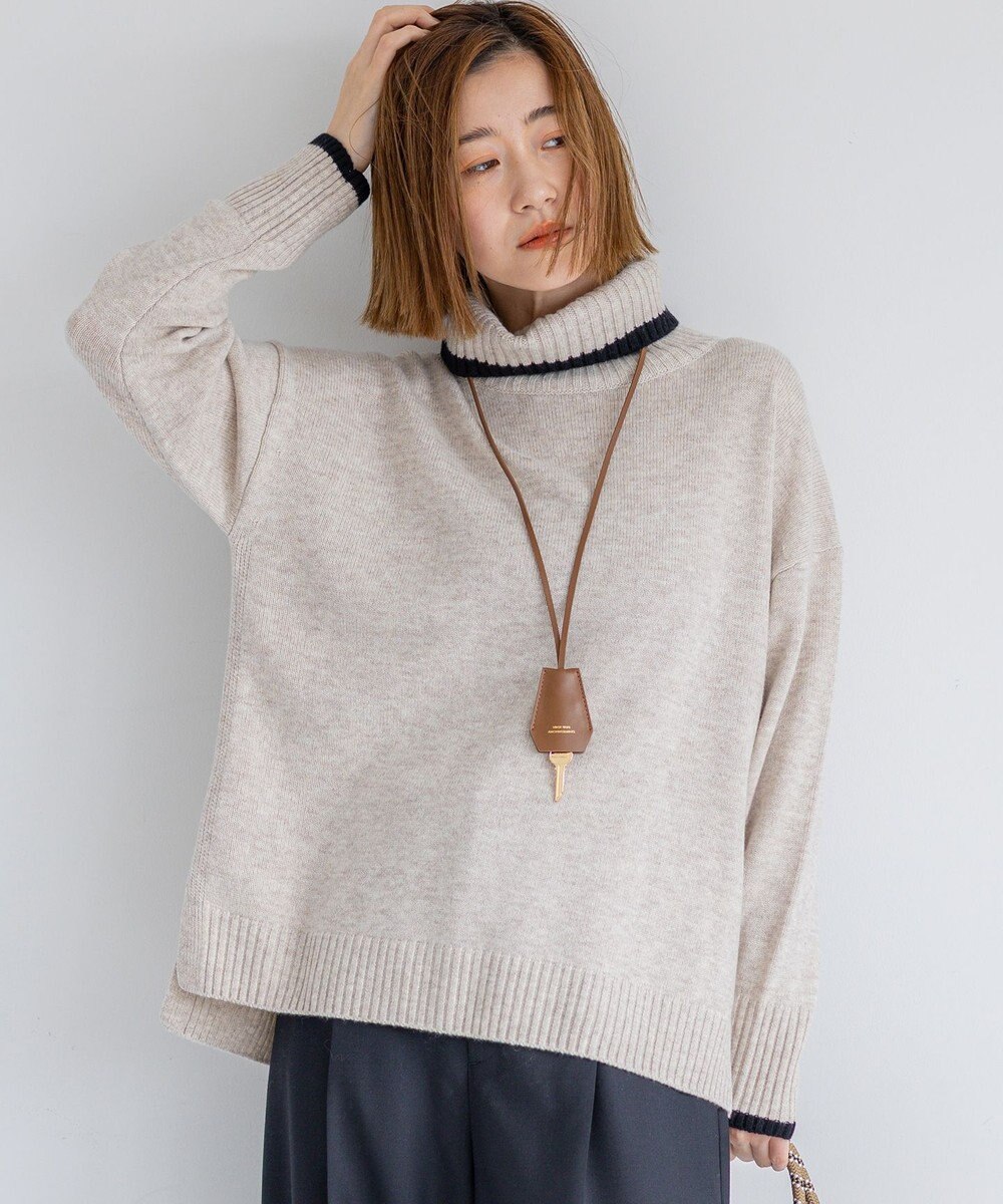 23区 S 【洗える】ウールカシミヤ コンビカラー オフタートル ニット 